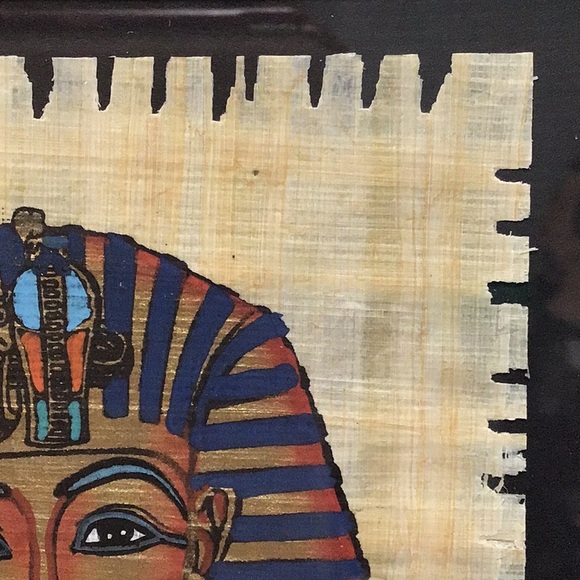 Egyptian King Hand-Painted on Papyrus Paper, Framed, Signed - Picture 4 of 8